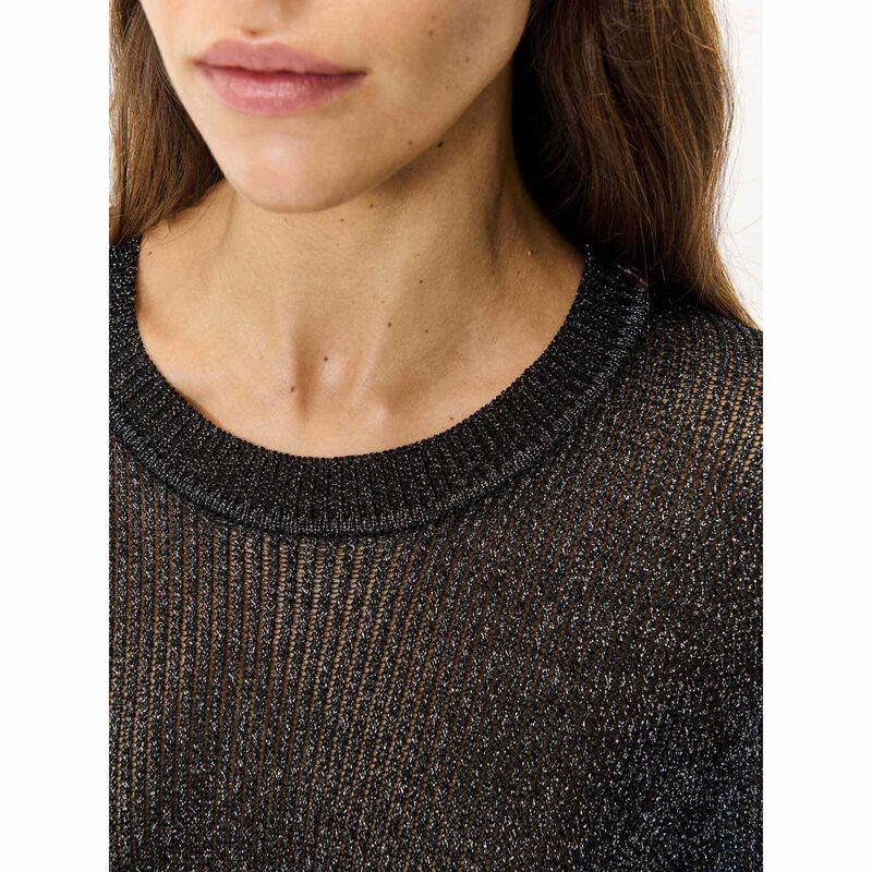 Veronika Maine Lurex Pointelle Knit T-Shirt image number 2
